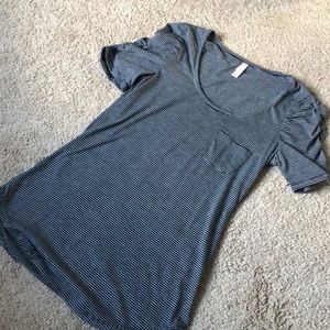 Swoop neck, bunched sleeve top